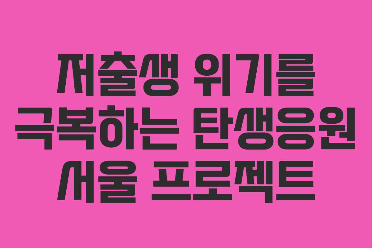 저출생 위기를 극복하는 탄생응원 서울 프로젝트 저출생 위기를 극복하는 탄생응원 서울 프로젝트