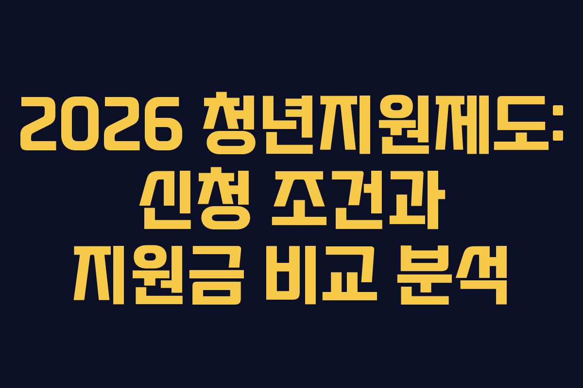 2026 청년지원제도: 신청 조건과 지원금 비교 분석 2026 청년지원제도: 신청 조건과 지원금 비교 분석