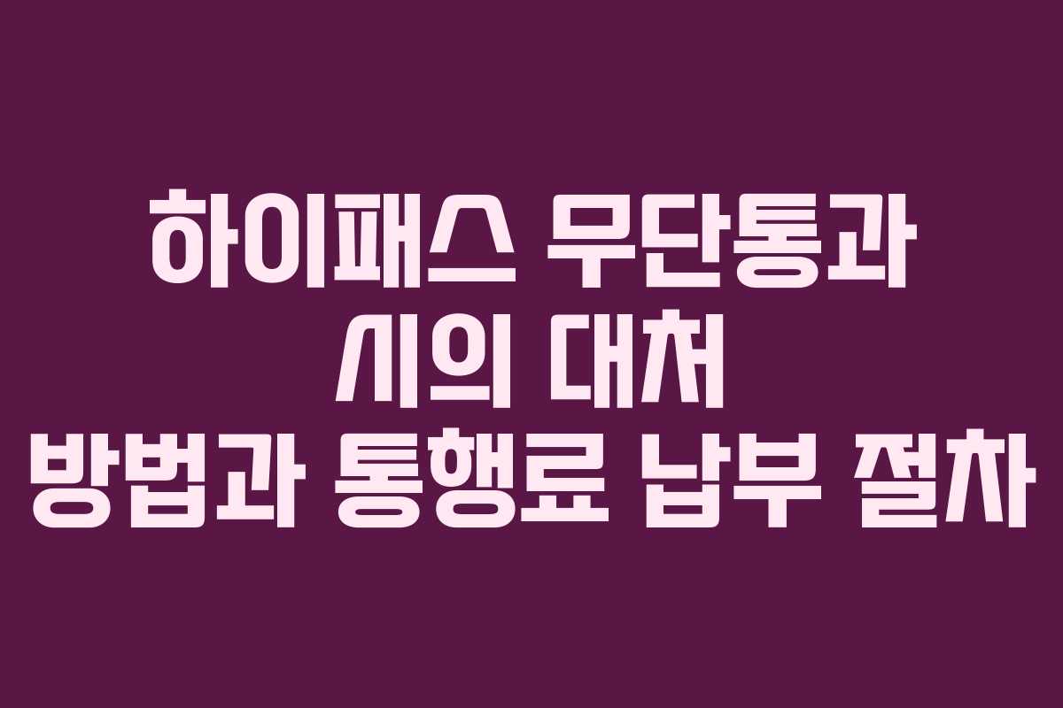 하이패스 무단통과 시의 대처 방법과 통행료 납부 절차