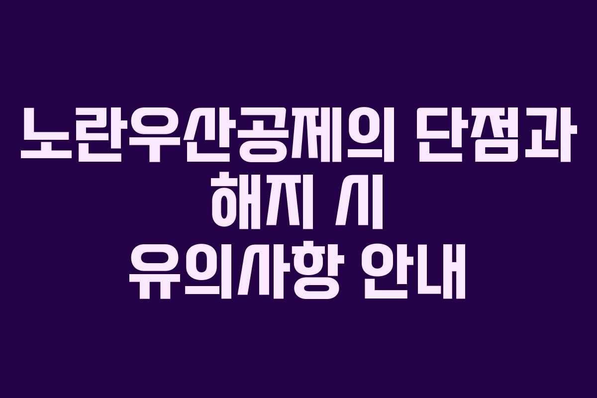 노란우산공제의 단점과 해지 시 유의사항 안내