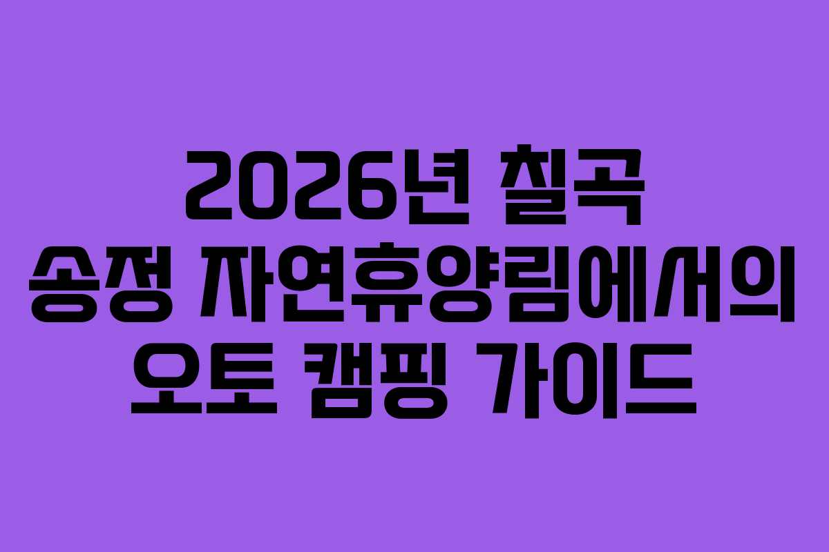 2026년 칠곡 송정 자연휴양림에서의 오토 캠핑 가이드