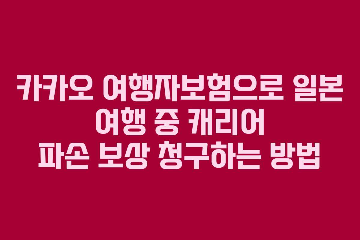 카카오 여행자보험으로 일본 여행 중 캐리어 파손 보상 청구하는 방법 카카오 여행자보험으로 일본 여행 중 캐리어 파손 보상 청구하는 방법