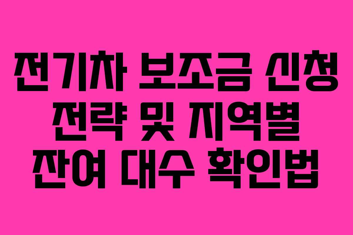 전기차 보조금 신청 전략 및 지역별 잔여 대수 확인법 전기차 보조금 신청 전략 및 지역별 잔여 대수 확인법