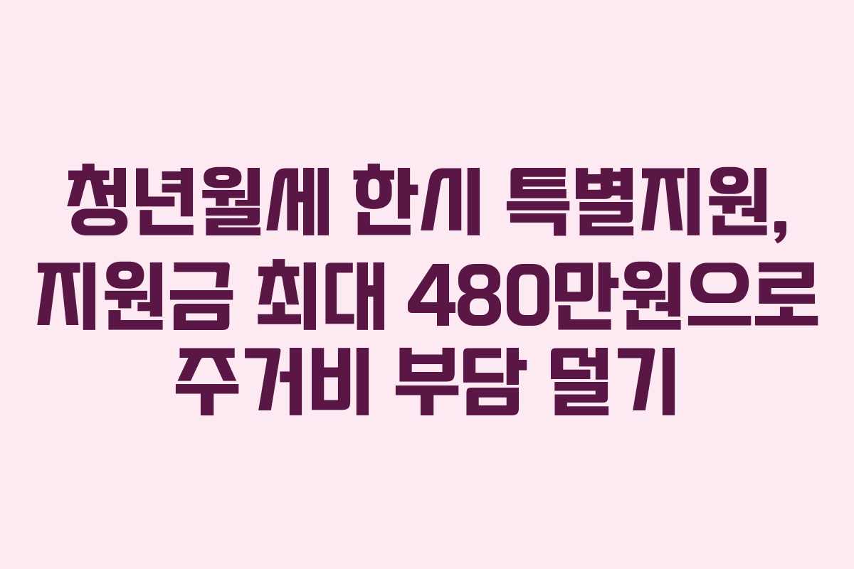 청년월세 한시 특별지원, 지원금 최대 480만원으로 주거비 부담 덜기