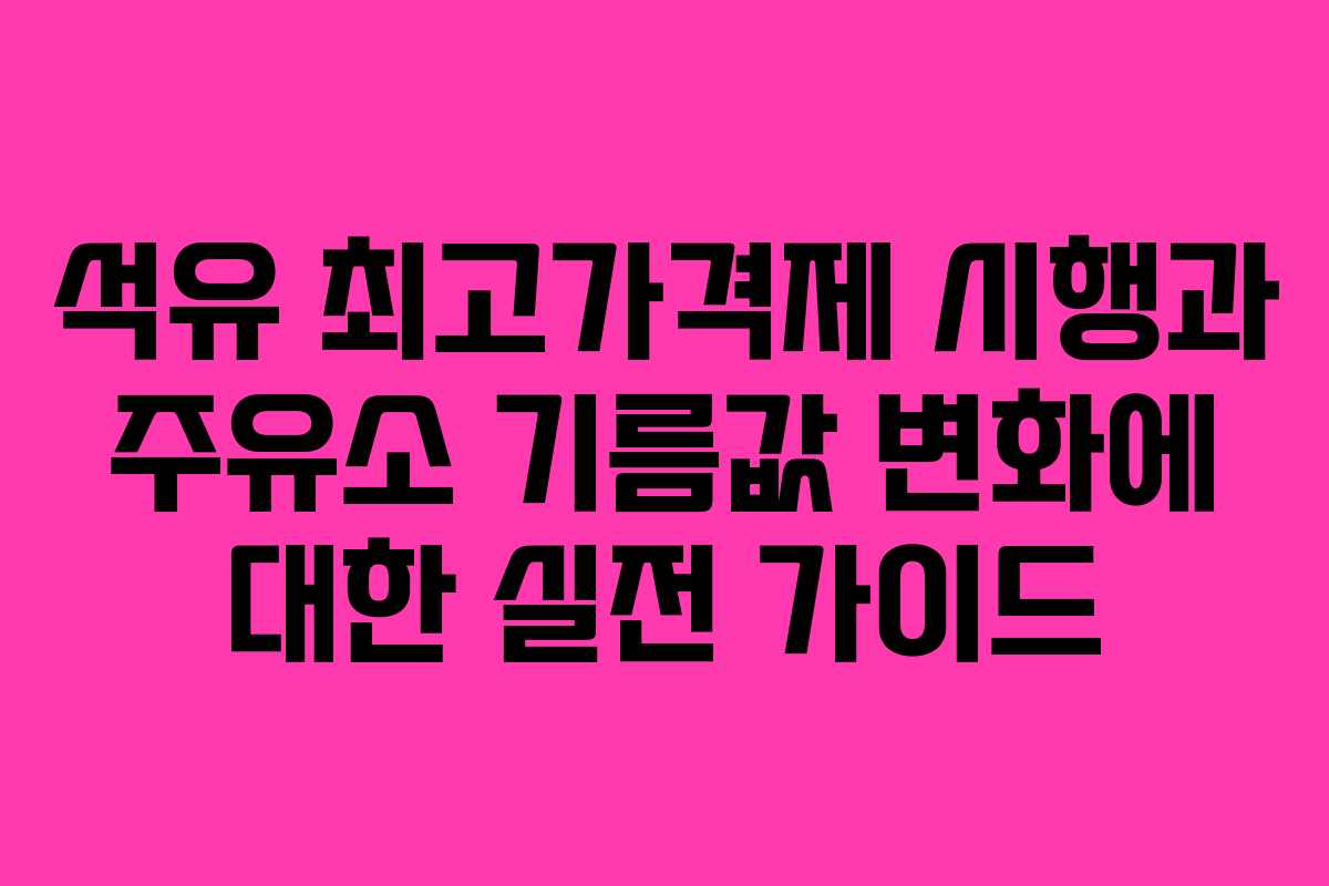 석유 최고가격제 시행과 주유소 기름값 변화에 대한 실전 가이드 석유 최고가격제 시행과 주유소 기름값 변화에 대한 실전 가이드