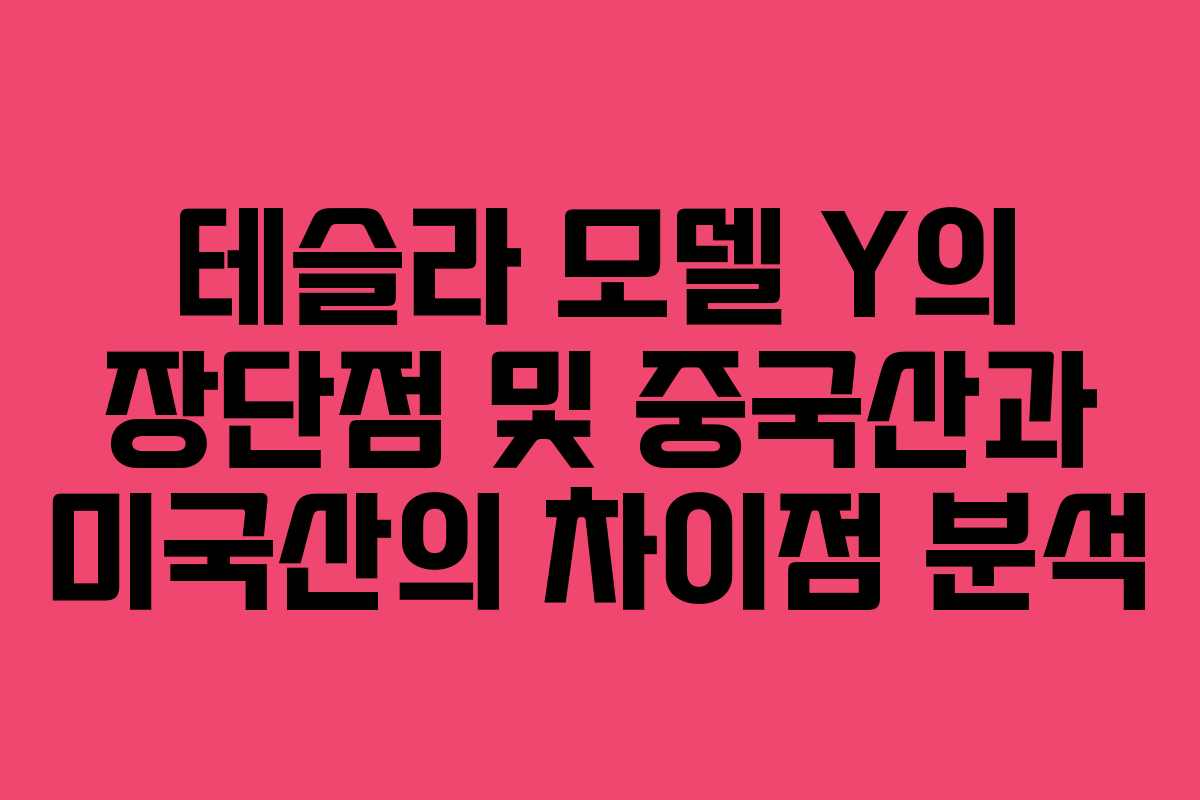 테슬라 모델 Y의 장단점 및 중국산과 미국산의 차이점 분석 테슬라 모델 Y의 장단점 및 중국산과 미국산의 차이점 분석