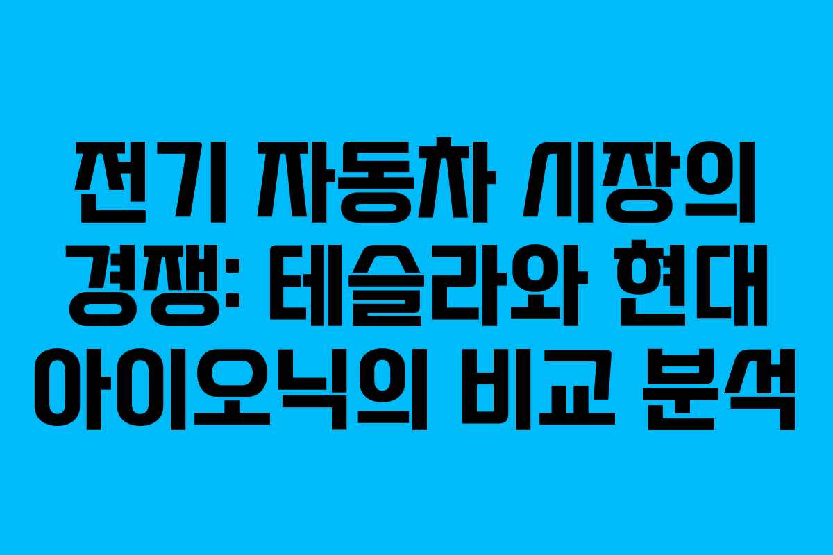 전기 자동차 시장의 경쟁: 테슬라와 현대 아이오닉의 비교 분석