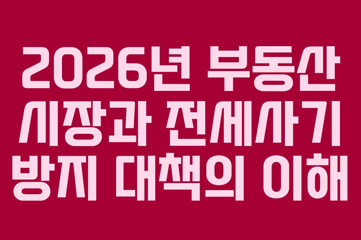 2026년 부동산 시장과 전세사기 방지 대책의 이해