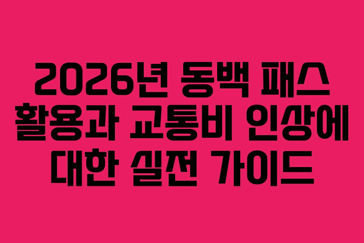 2026년 동백 패스 활용과 교통비 인상에 대한 실전 가이드