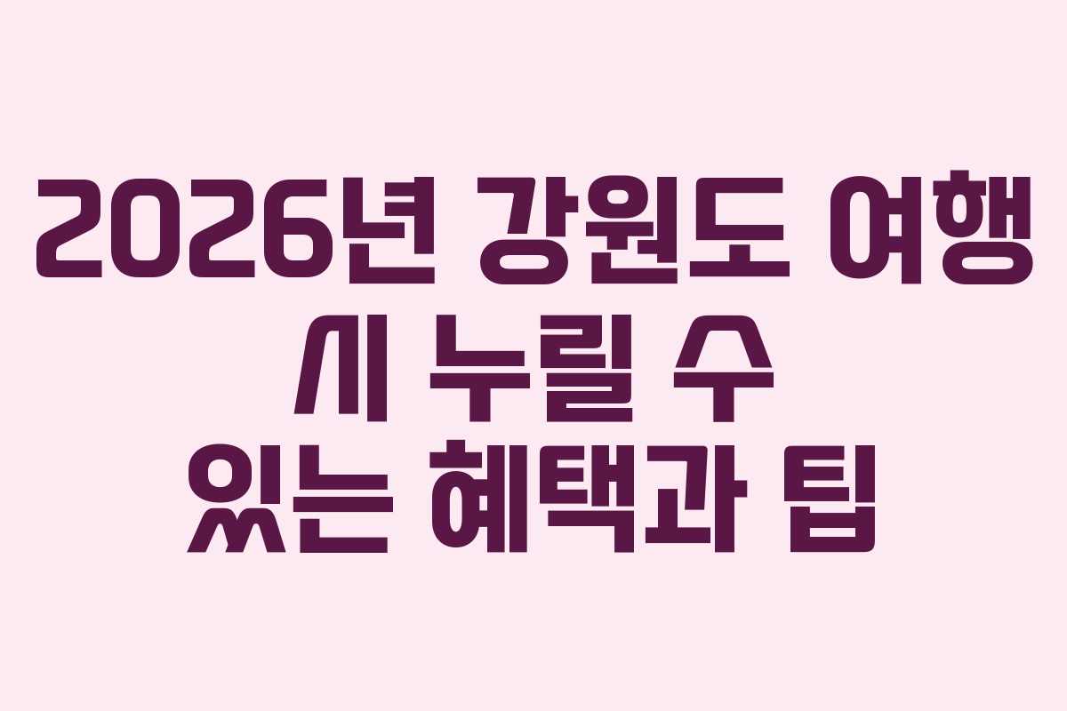 2026년 강원도 여행 시 누릴 수 있는 혜택과 팁