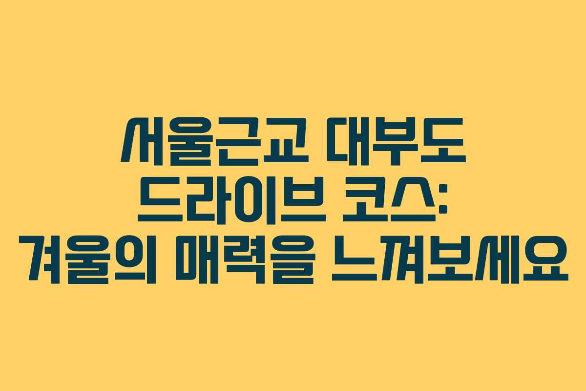 서울근교 대부도 드라이브 코스: 겨울의 매력을 느껴보세요