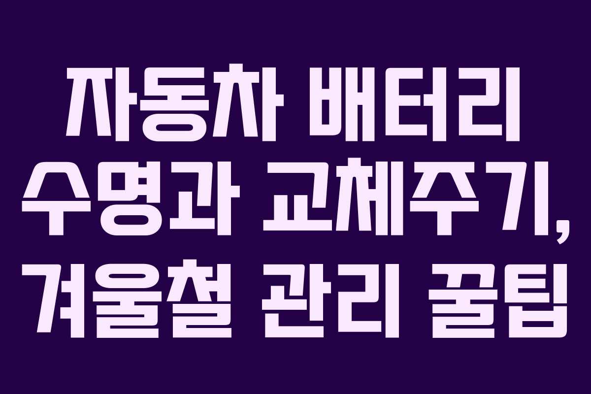 자동차 배터리 수명과 교체주기, 겨울철 관리 꿀팁