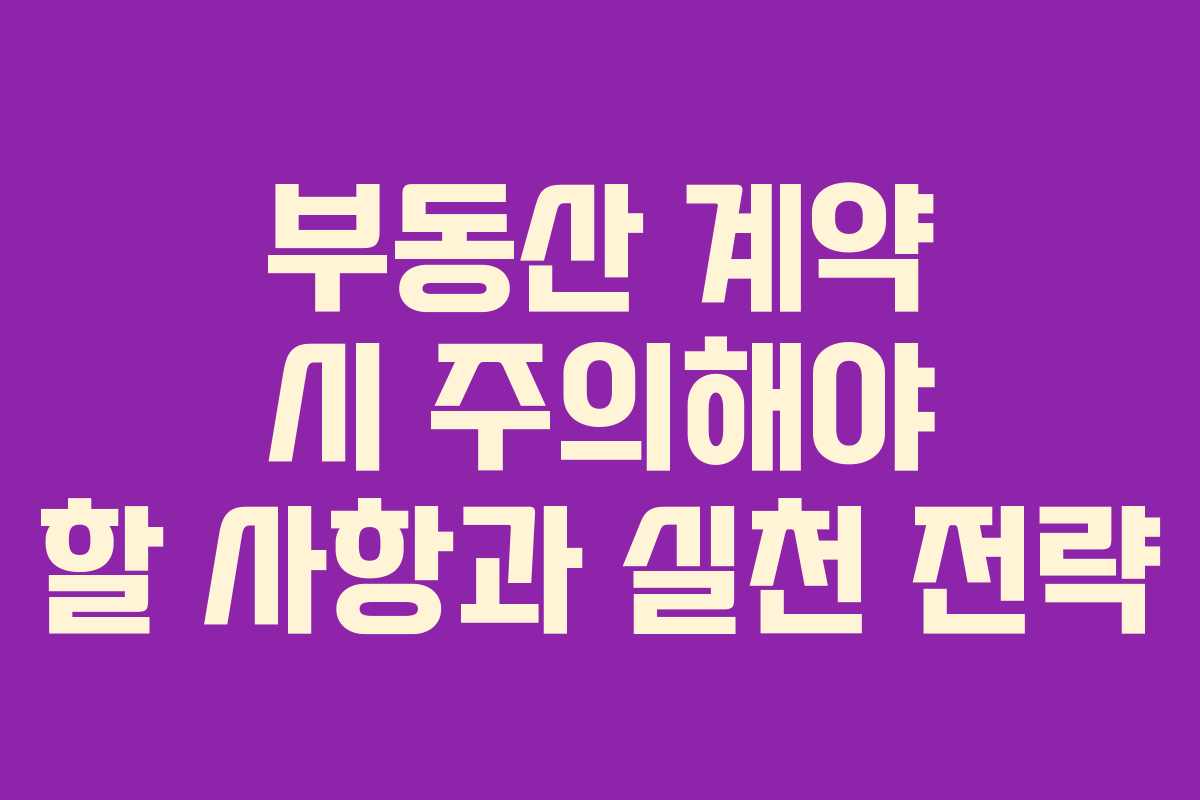 부동산 계약 시 주의해야 할 사항과 실천 전략