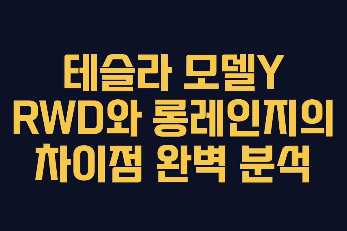 테슬라 모델Y RWD와 롱레인지의 차이점 완벽 분석