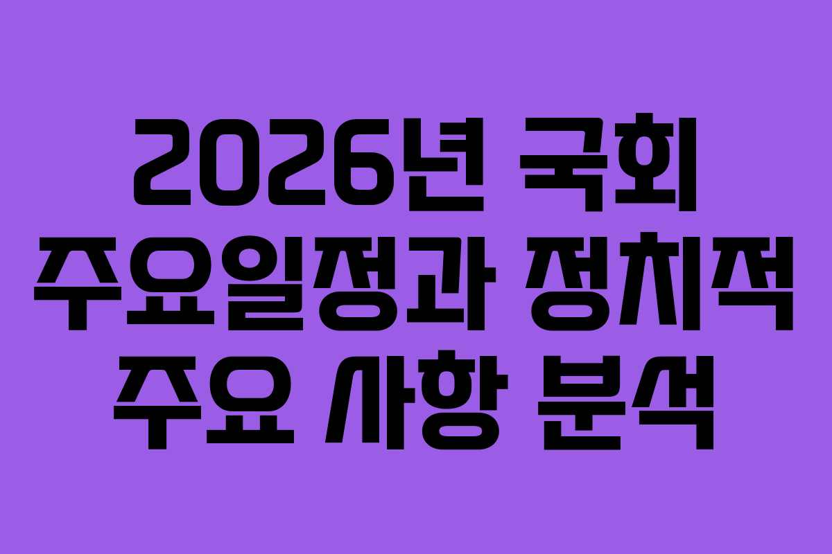 2026년 국회 주요일정과 정치적 주요 사항 분석 2026년 국회 주요일정과 정치적 주요 사항 분석