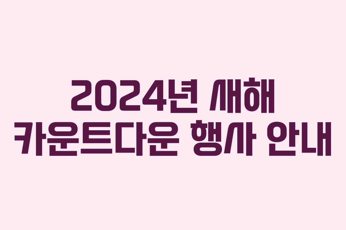 2024년 새해 카운트다운 행사 안내