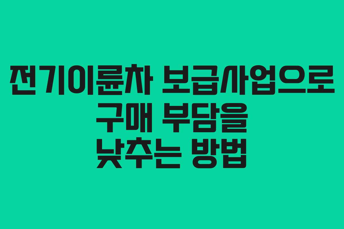 전기이륜차 보급사업으로 구매 부담을 낮추는 방법 전기이륜차 보급사업으로 구매 부담을 낮추는 방법