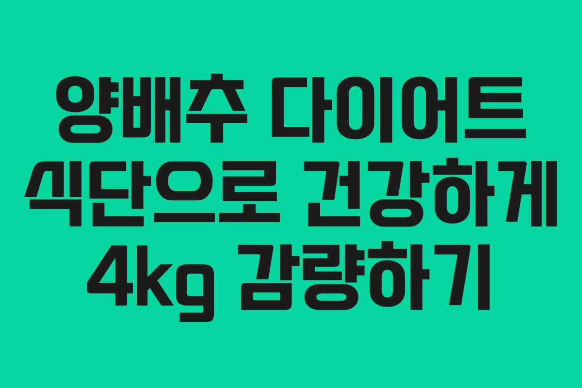양배추 다이어트 식단으로 건강하게 4kg 감량하기
