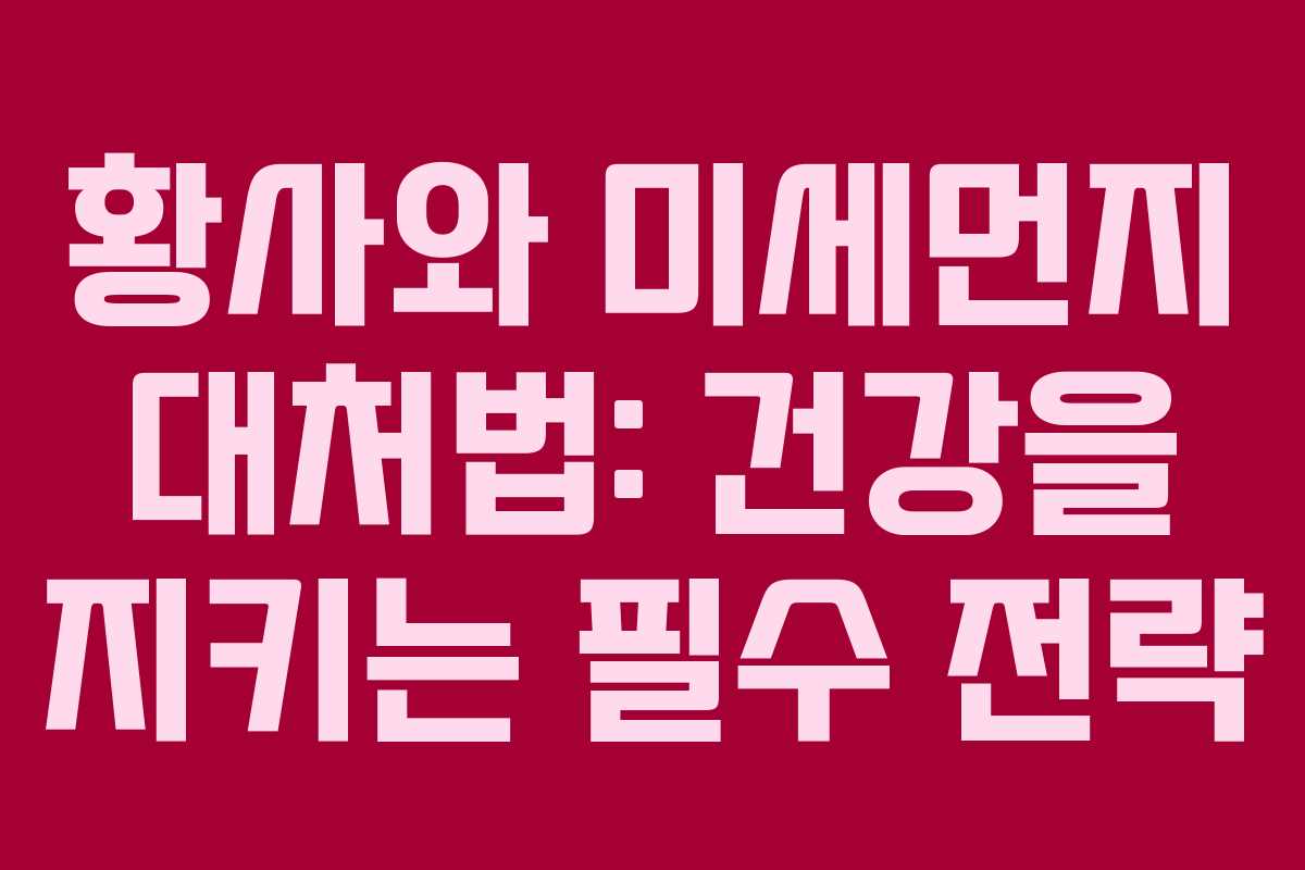 황사와 미세먼지 대처법: 건강을 지키는 필수 전략