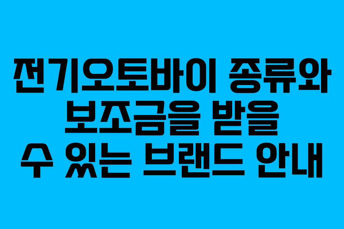 전기오토바이 종류와 보조금을 받을 수 있는 브랜드 안내
