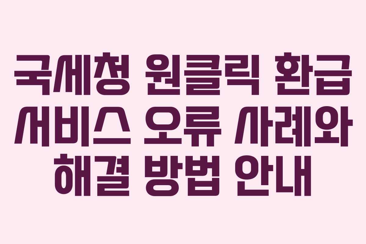 국세청 원클릭 환급 서비스 오류 사례와 해결 방법 안내