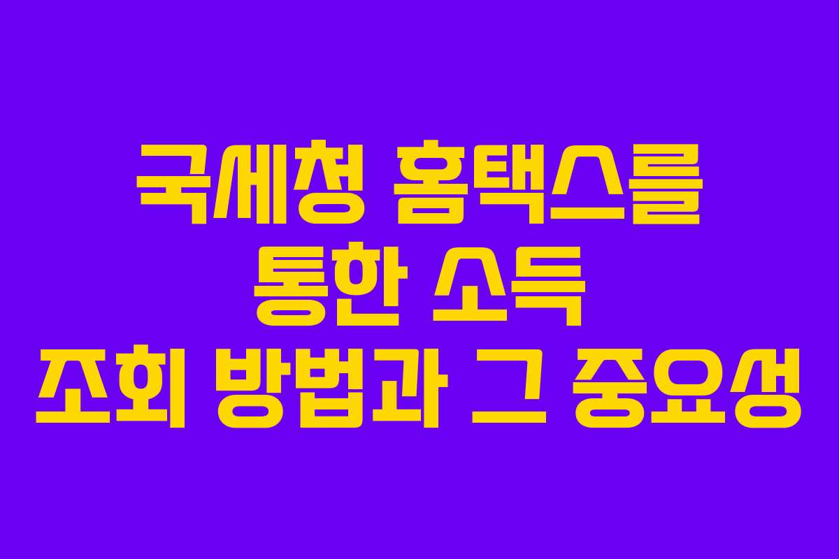 국세청 홈택스를 통한 소득 조회 방법과 그 중요성