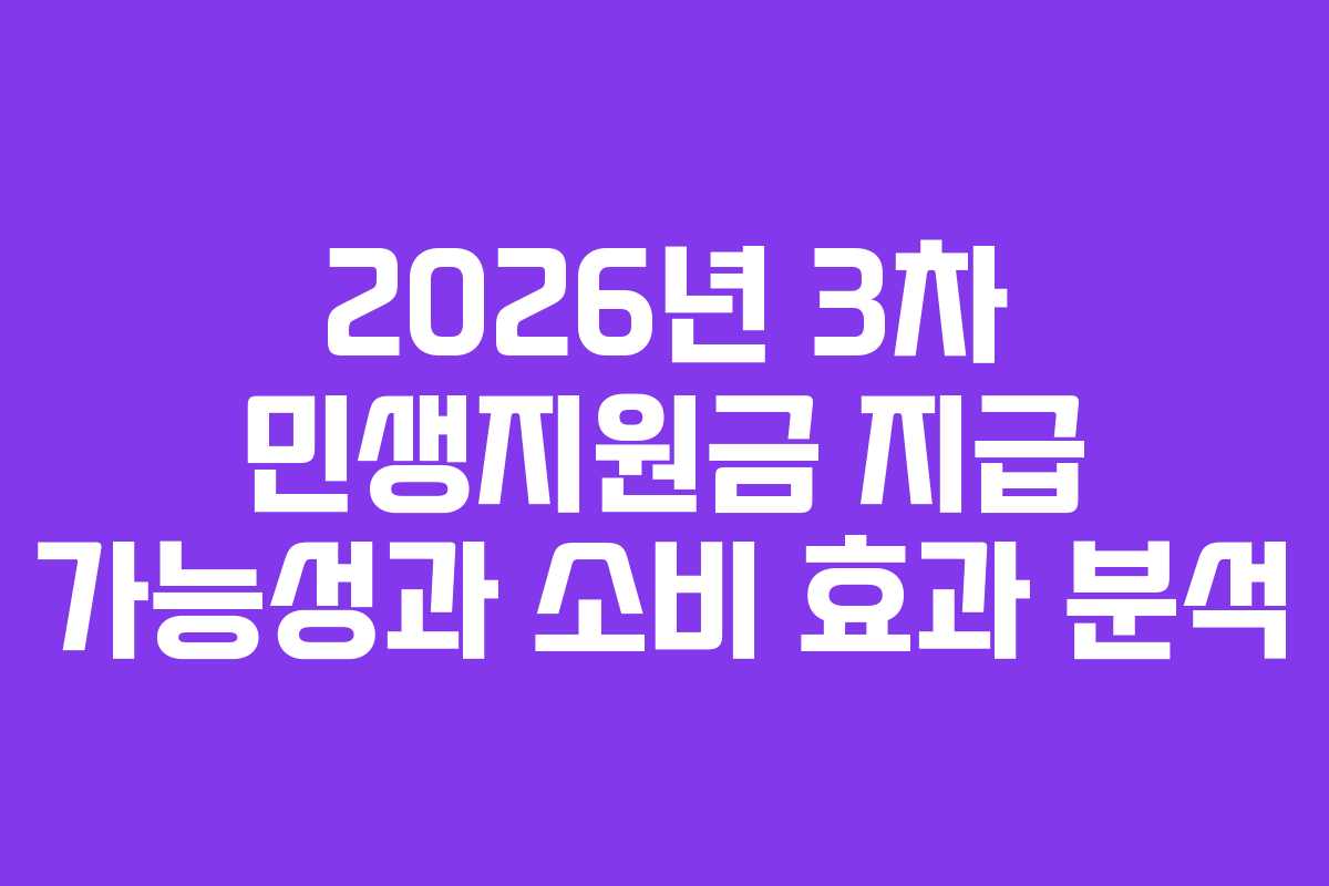 2026년 3차 민생지원금 지급 가능성과 소비 효과 분석