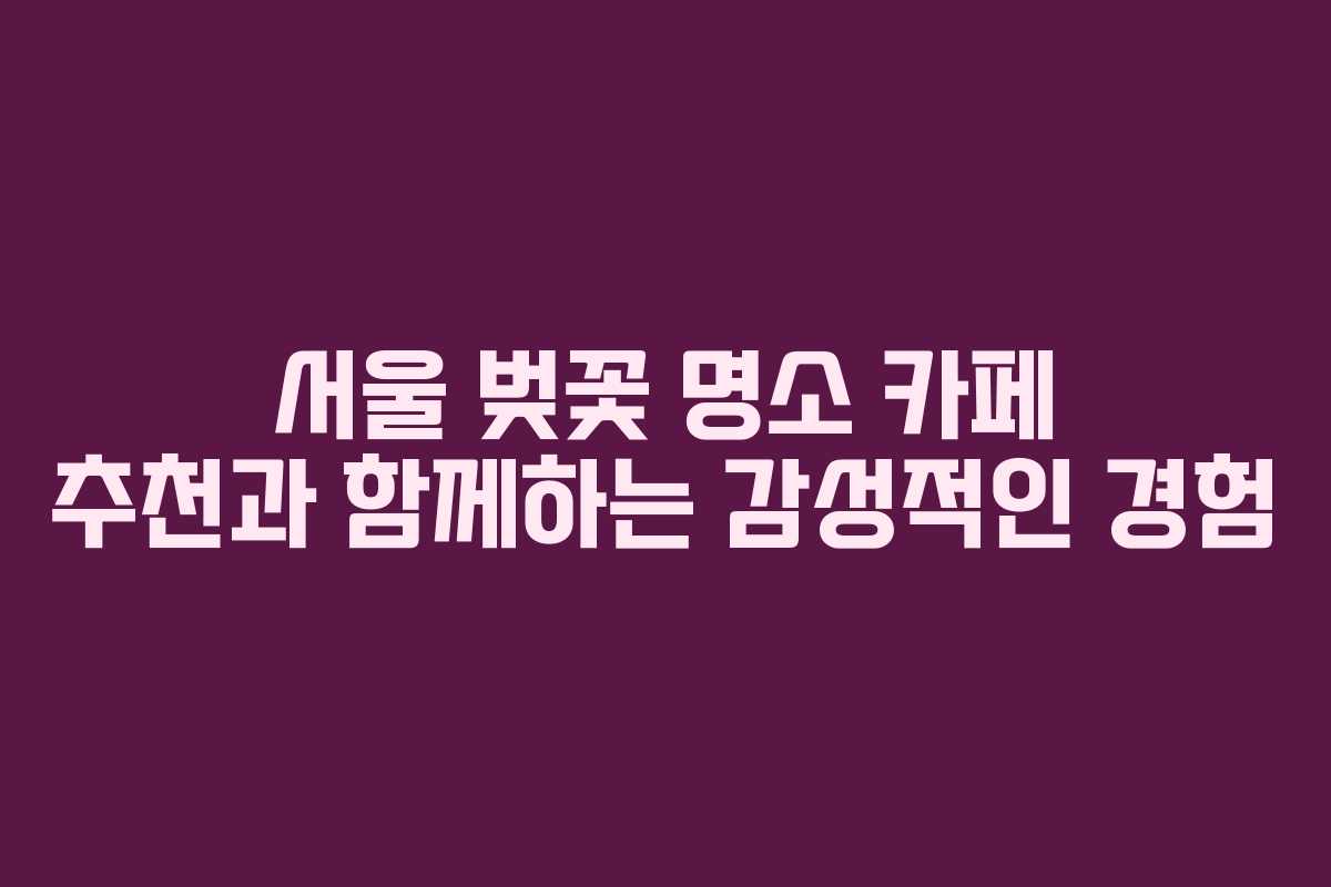 서울 벚꽃 명소 카페 추천과 함께하는 감성적인 경험 서울 벚꽃 명소 카페 추천과 함께하는 감성적인 경험