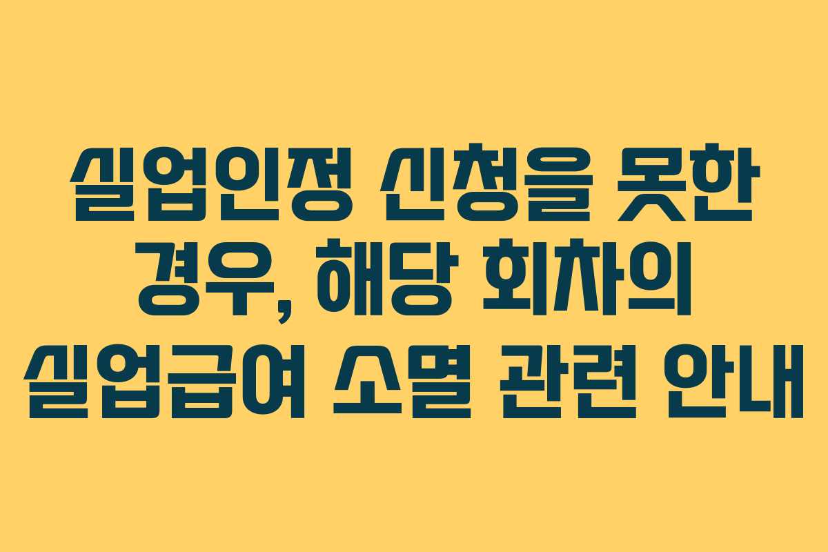 실업인정 신청을 못한 경우, 해당 회차의 실업급여 소멸 관련 안내 실업인정 신청을 못한 경우, 해당 회차의 실업급여 소멸 관련 안내