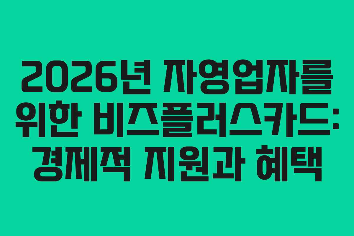 2026년 자영업자를 위한 비즈플러스카드: 경제적 지원과 혜택