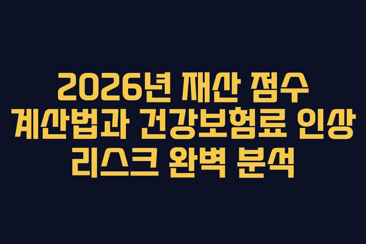 2026년 재산 점수 계산법과 건강보험료 인상 리스크 완벽 분석 2026년 재산 점수 계산법과 건강보험료 인상 리스크 완벽 분석