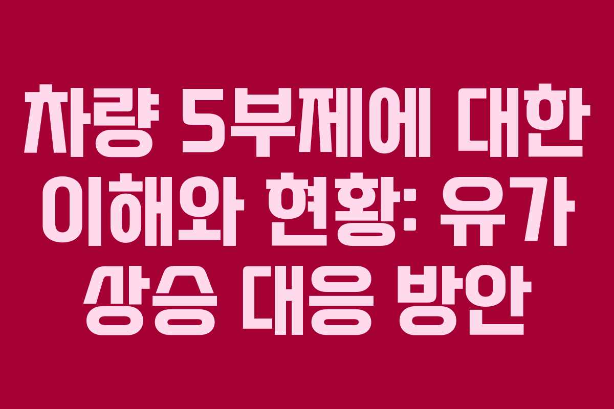 차량 5부제에 대한 이해와 현황: 유가 상승 대응 방안