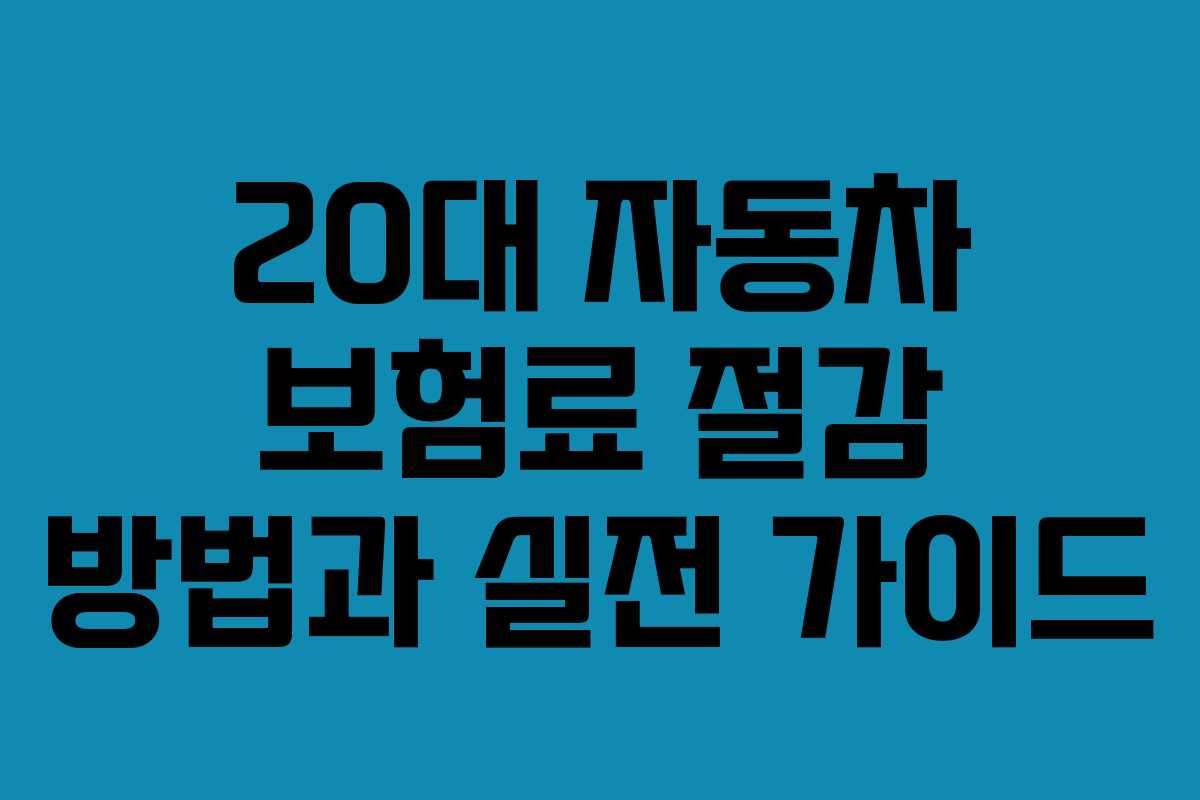 20대 자동차 보험료 절감 방법과 실전 가이드