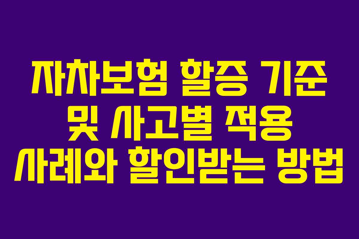 자차보험 할증 기준 및 사고별 적용 사례와 할인받는 방법