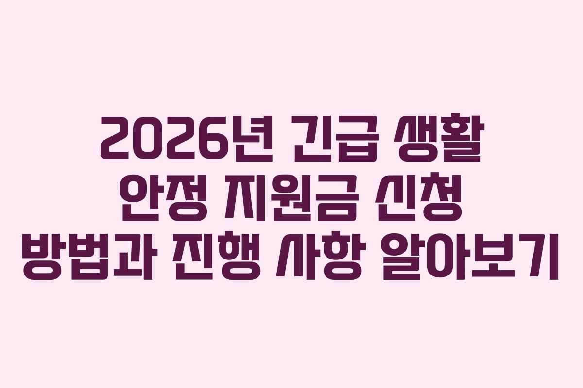 2026년 긴급 생활 안정 지원금 신청 방법과 진행 사항 알아보기