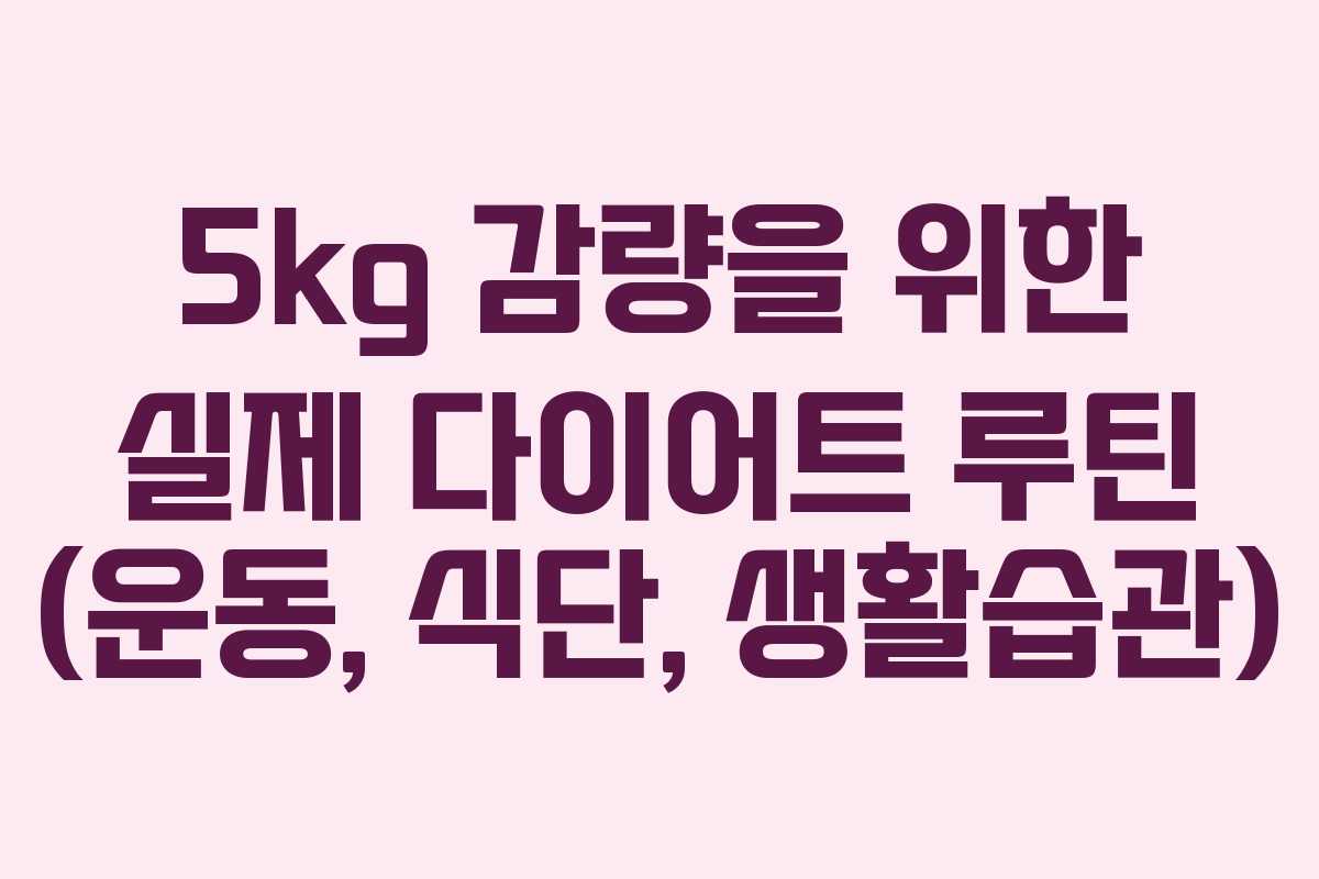 5kg 감량을 위한 실제 다이어트 루틴 (운동, 식단, 생활습관)