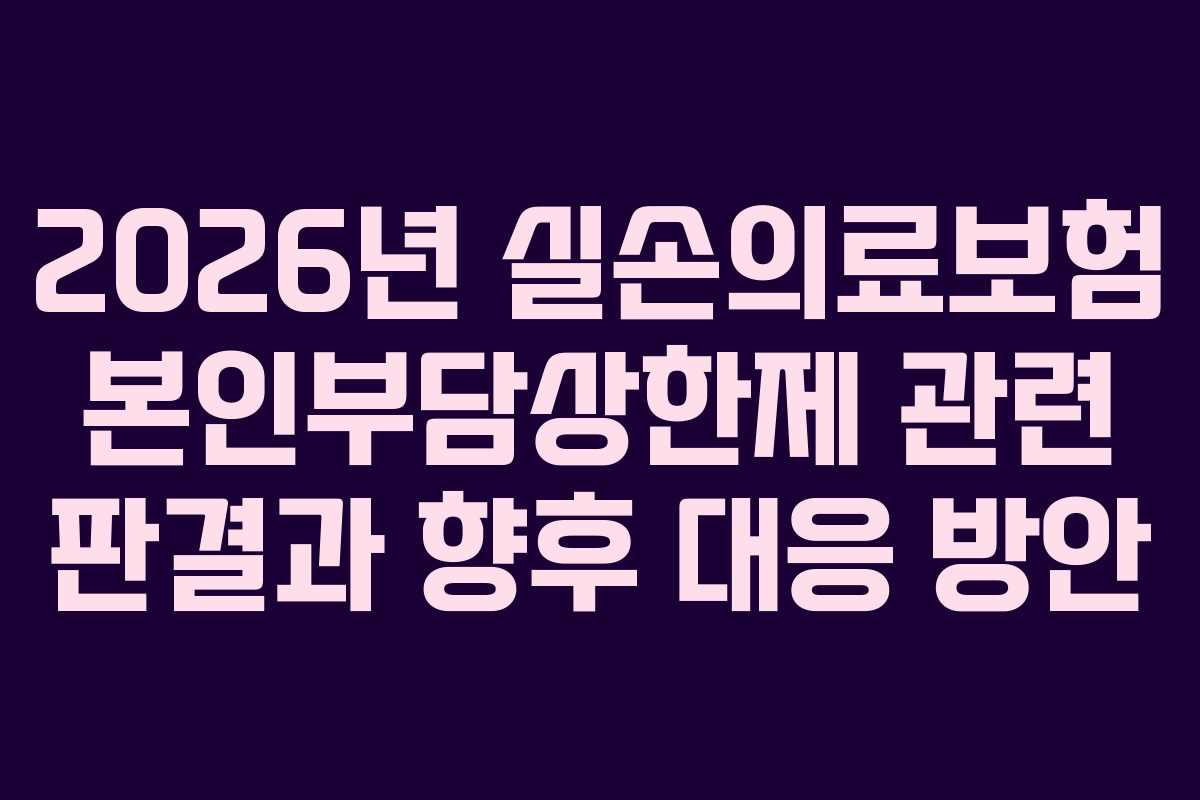2026년 실손의료보험 본인부담상한제 관련 판결과 향후 대응 방안 2026년 실손의료보험 본인부담상한제 관련 판결과 향후 대응 방안