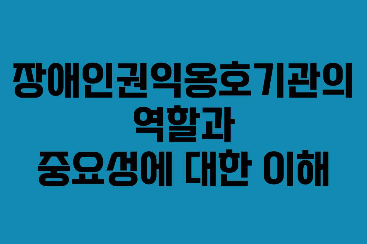 장애인권익옹호기관의 역할과 중요성에 대한 이해 장애인권익옹호기관의 역할과 중요성에 대한 이해