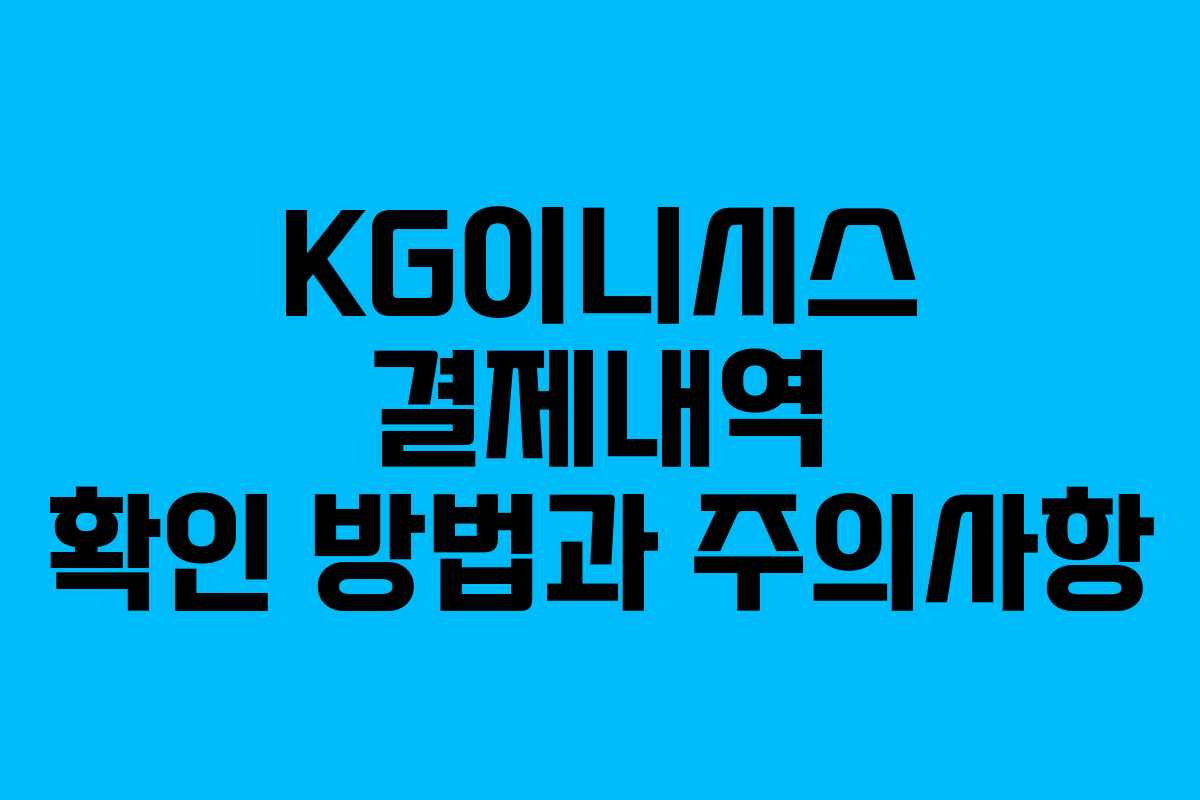 KG이니시스 결제내역 확인 방법과 주의사항