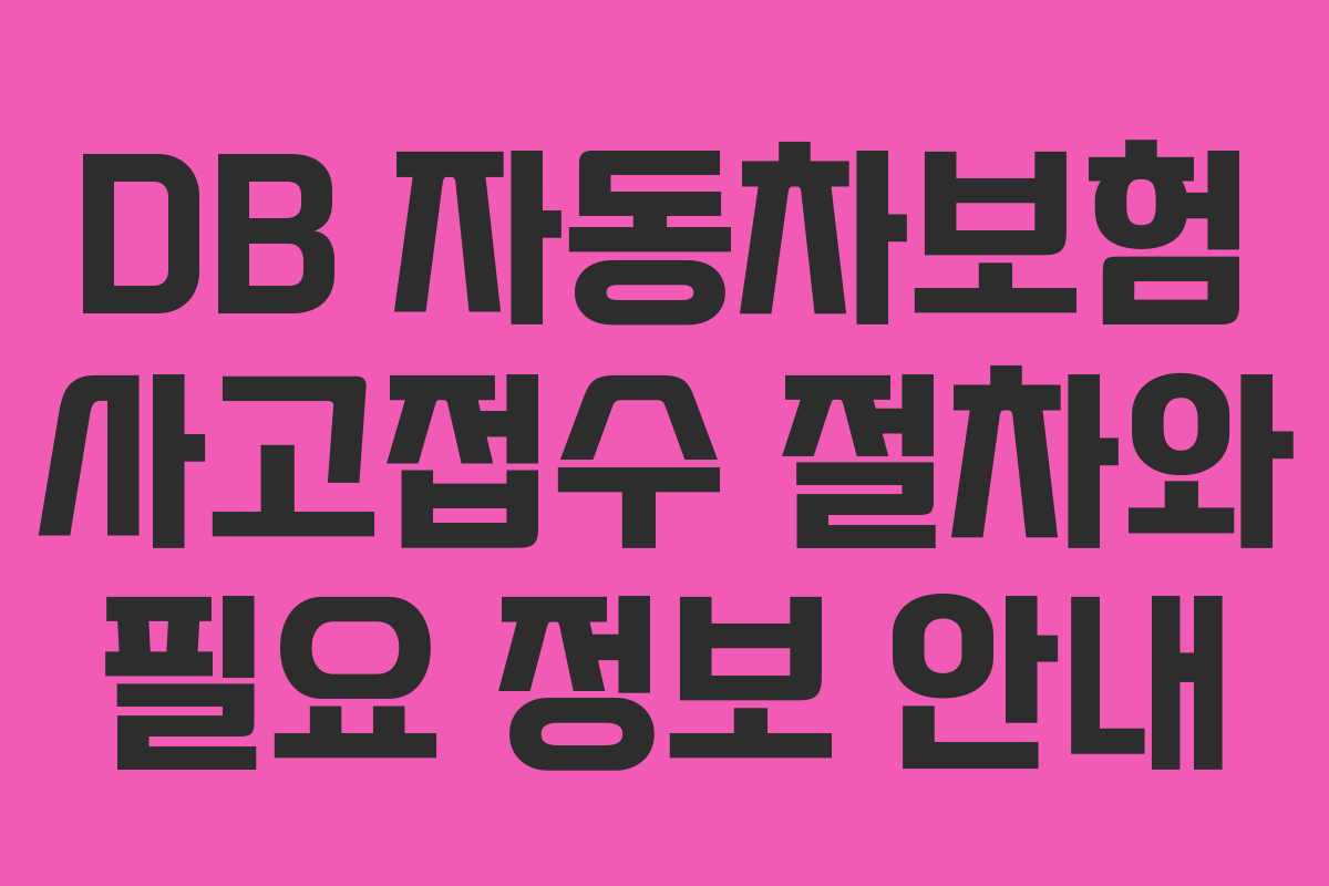 DB 자동차보험 사고접수 절차와 필요 정보 안내
