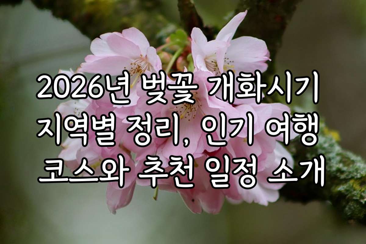 2026년 벚꽃 개화시기 지역별 정리, 인기 여행 코스와 추천 일정 소개