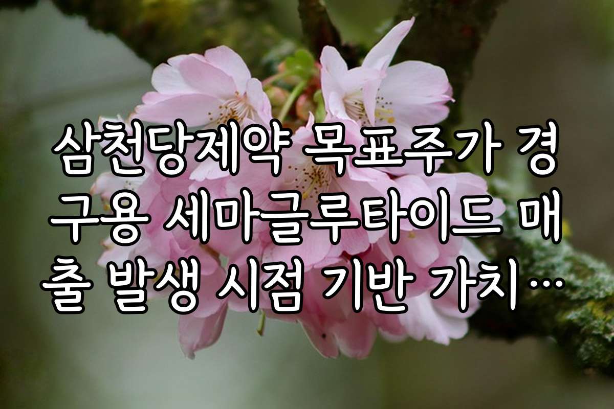 삼천당제약 목표주가 경구용 세마글루타이드 매출 발생 시점 기반 가치 평가 삼천당제약 목표주가 경구용 세마글루타이드 매출 발생 시점 기반 가치 평가