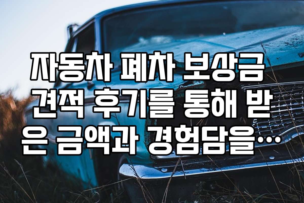 자동차 폐차 보상금 견적 후기를 통해 받은 금액과 경험담을 공유합니다