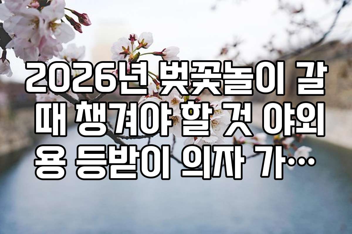 2026년 벚꽃놀이 갈 때 챙겨야 할 것 야외용 등받이 의자 가이드