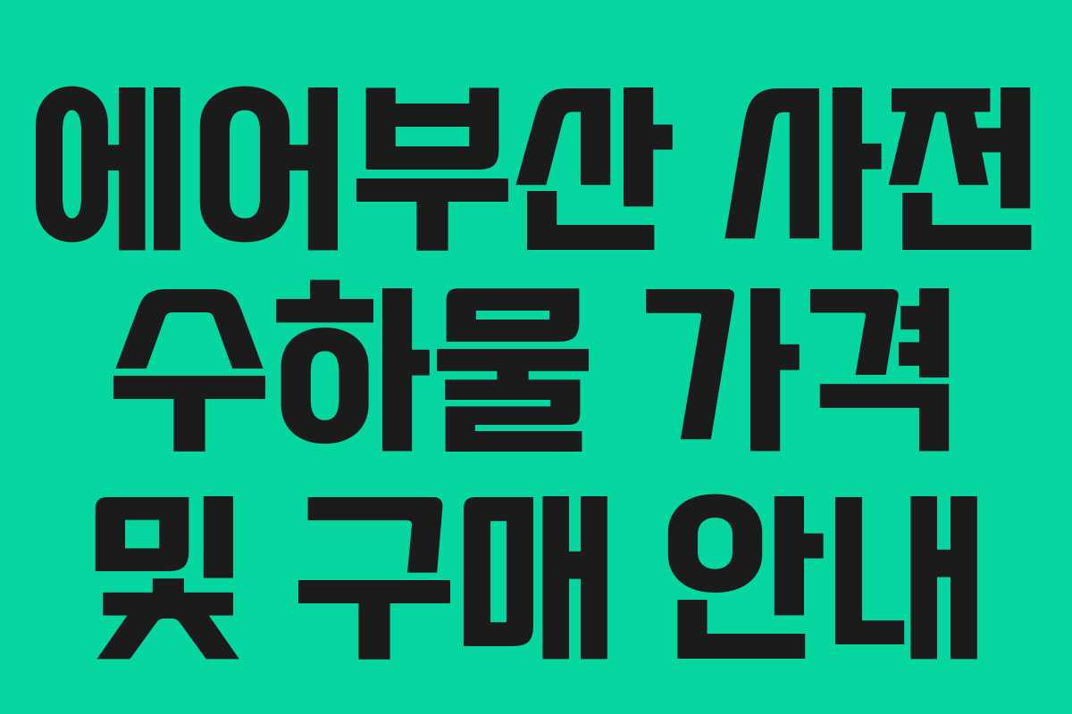 에어부산 사전 수하물 가격 및 구매 안내