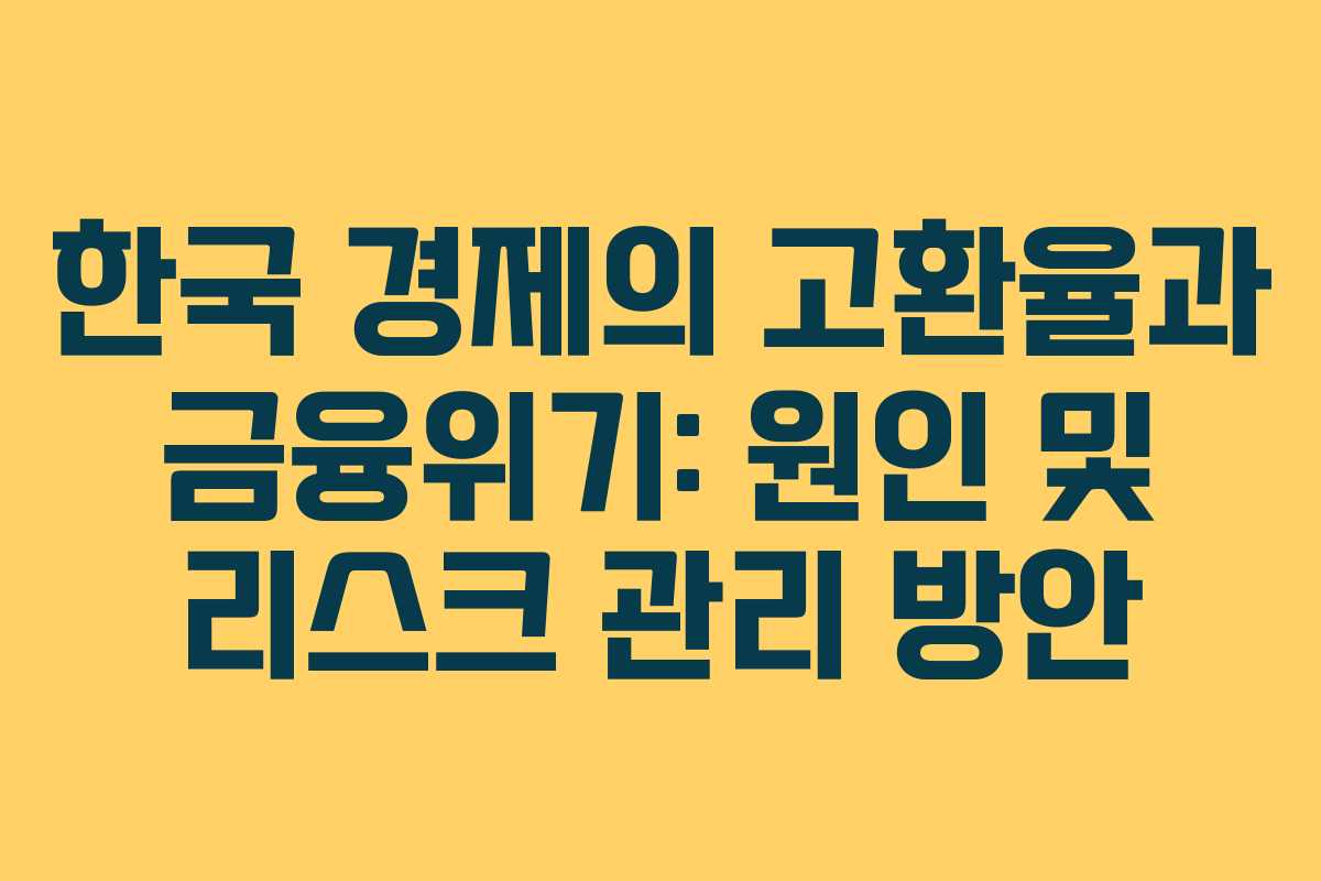 한국 경제의 고환율과 금융위기: 원인 및 리스크 관리 방안