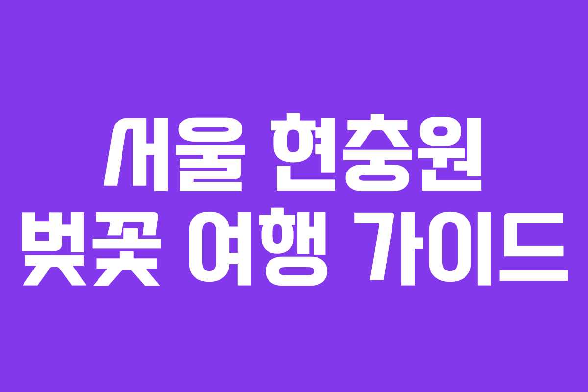 서울 현충원 벚꽃 여행 가이드