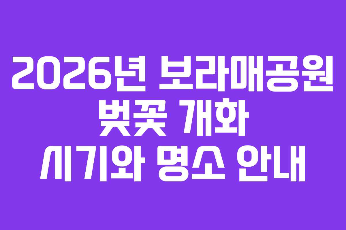 2026년 보라매공원 벚꽃 개화 시기와 명소 안내