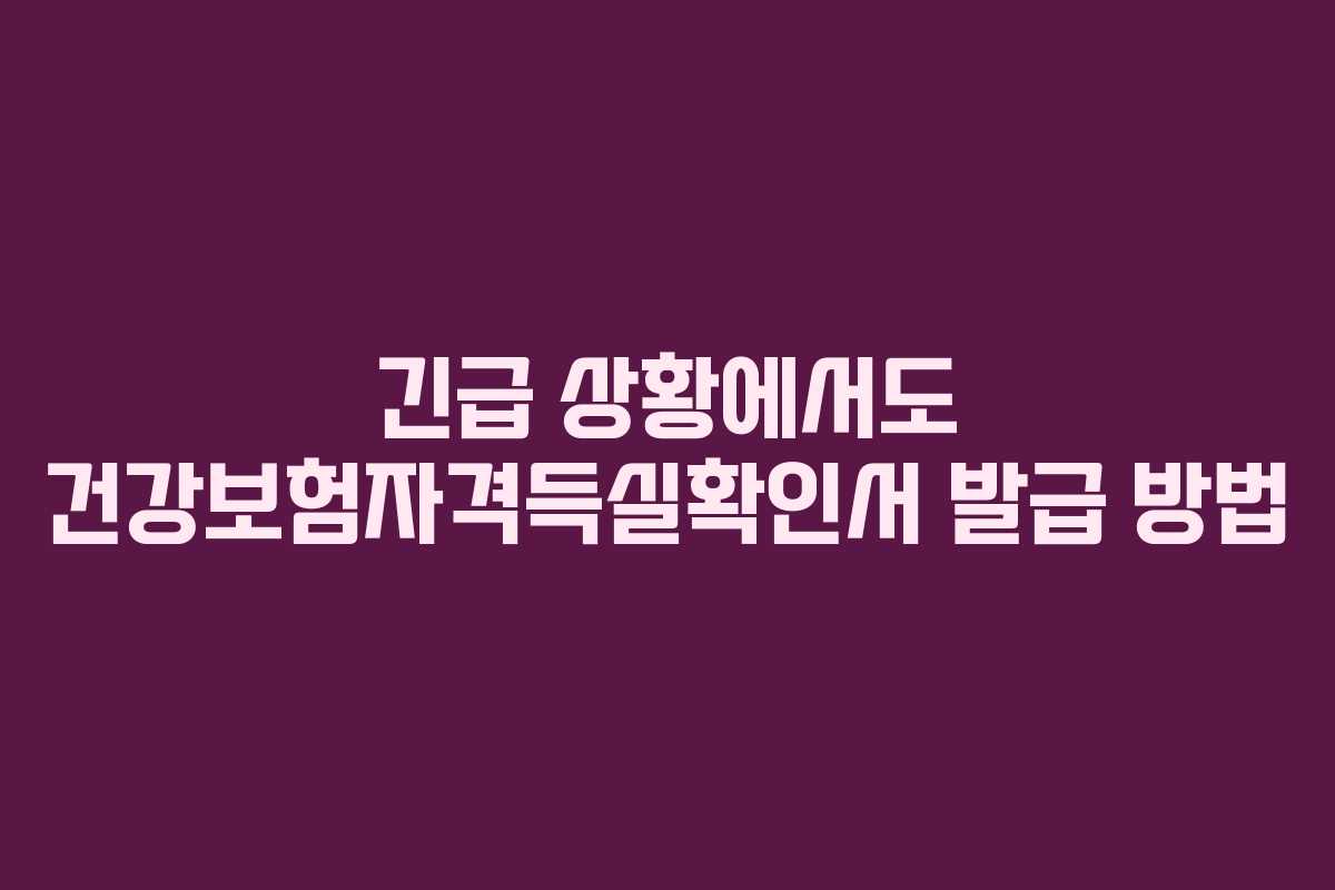 긴급 상황에서도 건강보험자격득실확인서 발급 방법