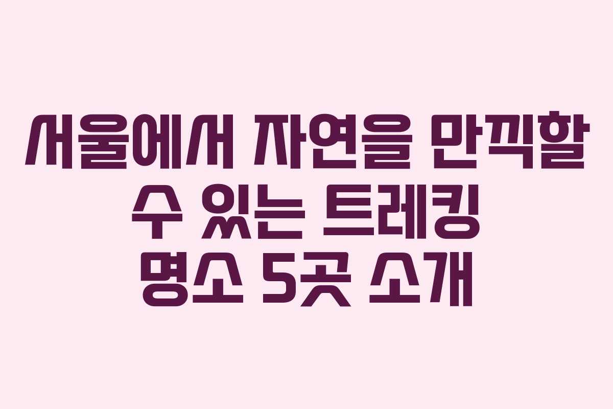 서울에서 자연을 만끽할 수 있는 트레킹 명소 5곳 소개